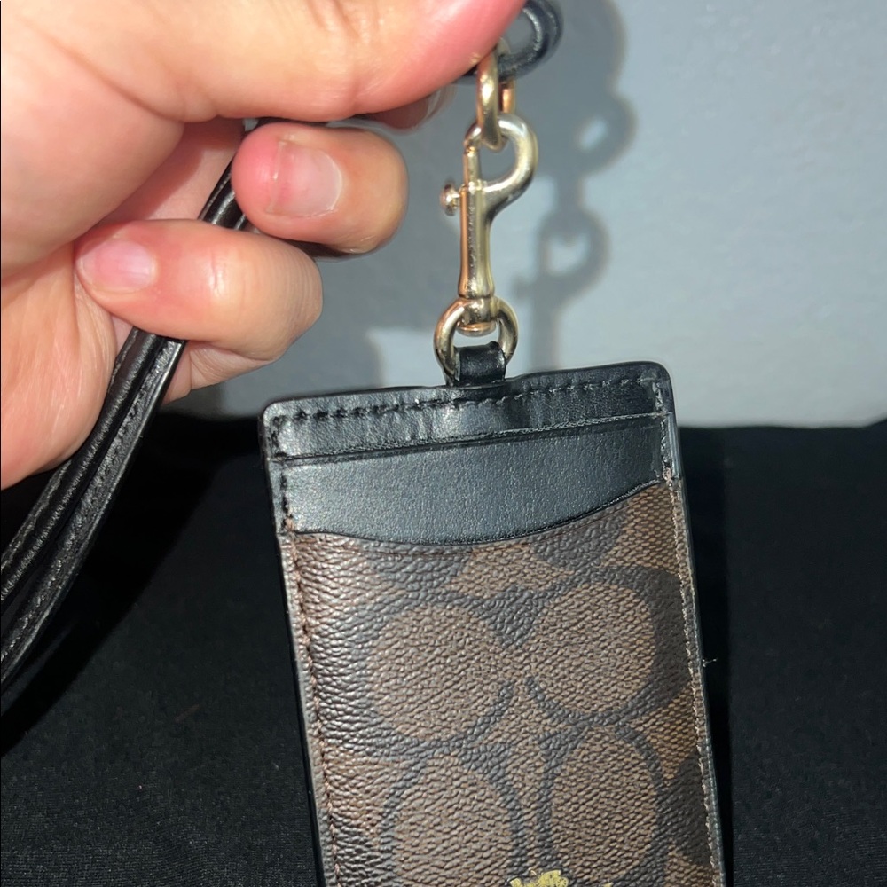 Coach Black and Brown Card Holder with Wrist Strap - Picture 3 of 7